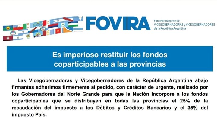 Es imperioso restituir los fondos coparticipables a las provincias